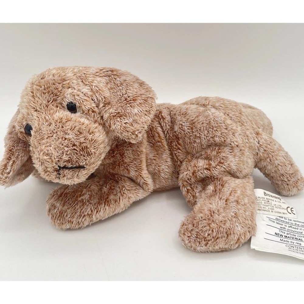 Russ Berrie Browning Luv Pets Puppy Dog Bean Bag Plush #21920 Vintage 7"